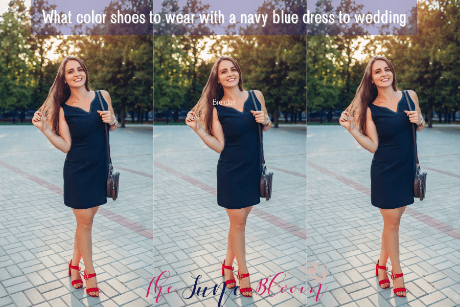 What color shoes to wear with navy blue dress to wedding